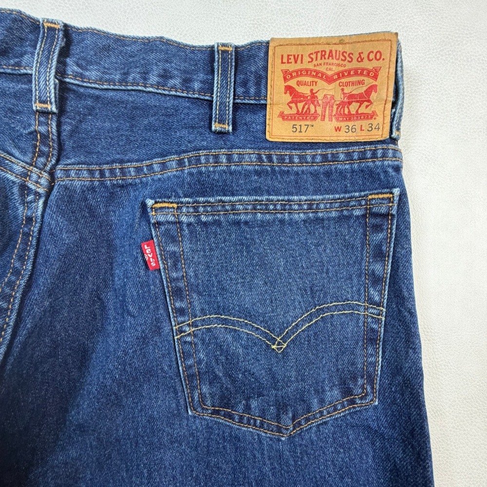 Levis 517 Bootcut Jeans Mens 36x34 Medium Wash Blue Denim Pants 517-0217‎ - Picture 11 of 12